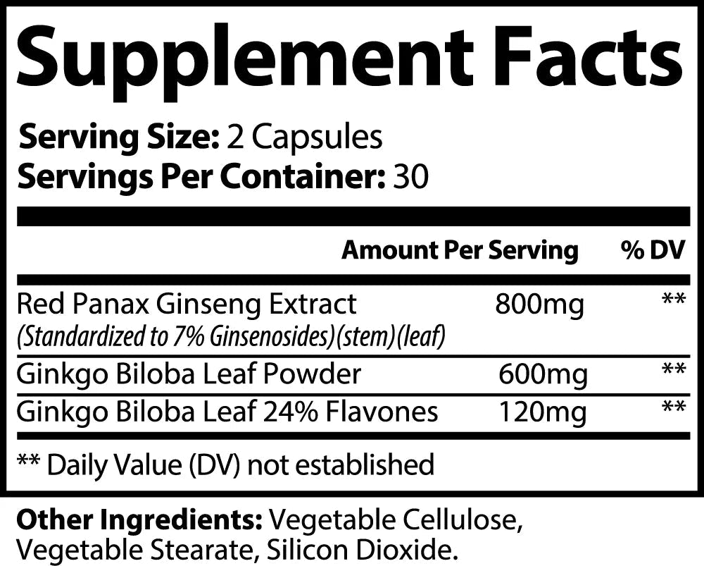 Ginkgo Biloba + Ginseng (Intelligence & Energy Boosting)
